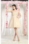 Load image into Gallery viewer, LA Merchandise LA1952 3D Floral Applique Homecoming Dress - CHAMPAGNE - Dress LA Merchandise