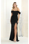 Load image into Gallery viewer, LA Merchandise LA1953 Off The Shoulder Bone Corset Long Evening Gown - BLACK - LA Merchandise
