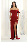 Load image into Gallery viewer, LA Merchandise LA1953 Off The Shoulder Bone Corset Long Evening Gown - BURGUNDY - LA Merchandise