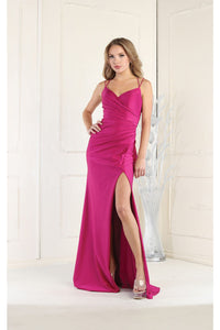 LA Merchandise LA1954 Ruched Bodice Maid Of Honor Gown - MAGENTA - Dress LA Merchandise