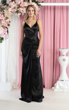 Load image into Gallery viewer, LA Merchandise LA1955 Sleeveless V-Neck Ruched Satin Bridesmaid Gown - BLACK - Dress LA Merchandise