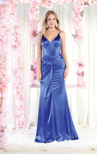 Load image into Gallery viewer, LA Merchandise LA1955 Sleeveless V-Neck Ruched Satin Bridesmaid Gown - ROYAL - Dress LA Merchandise