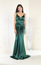 Load image into Gallery viewer, LA Merchandise LA1955 Sleeveless V-Neck Ruched Satin Bridesmaid Gown - HUNTER GREEN - Dress LA Merchandise