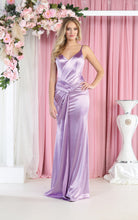 Load image into Gallery viewer, LA Merchandise LA1955 Sleeveless V-Neck Ruched Satin Bridesmaid Gown - MAUVE - Dress LA Merchandise