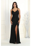 Load image into Gallery viewer, LA Merchandise LA1956 Simple Stretchy Long Strappy V-Neck Prom Gown - BLACK - LA Merchandise