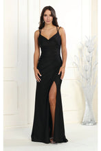 Load image into Gallery viewer, LA Merchandise LA1956 Simple Stretchy Long Strappy V-Neck Prom Gown - BLACK - LA Merchandise