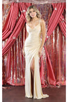 Load image into Gallery viewer, LA Merchandise LA1956 Simple Stretchy Long Strappy V-Neck Prom Gown - CHAMPAGNE - LA Merchandise