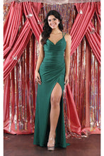 Load image into Gallery viewer, LA Merchandise LA1956 Simple Stretchy Long Strappy V-Neck Prom Gown - HUNTER GREEN - LA Merchandise