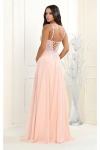 LA Merchandise LA1958 Embroidered Corset Chiffon A-Line Prom Dress - - LA Merchandise