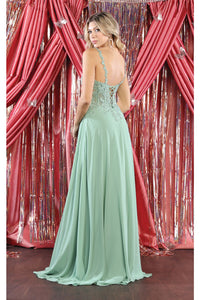 LA Merchandise LA1958 Embroidered Corset Chiffon A-Line Prom Dress - - LA Merchandise