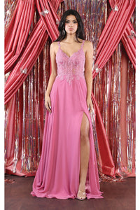 LA Merchandise LA1958 Embroidered Corset Chiffon A-Line Prom Dress - ROSE - LA Merchandise