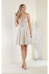 Load image into Gallery viewer, LA Merchandise LA1959 V-Neck Embroidered Short Homecoming Dress - CHAMPAGNE - LA Merchandise