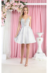 Load image into Gallery viewer, LA Merchandise LA1959 V-Neck Embroidered Short Homecoming Dress - SILVER - LA Merchandise