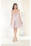 Load image into Gallery viewer, LA Merchandise LA1959 V-Neck Embroidered Short Homecoming Dress - ROSE GOLD - LA Merchandise