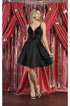 Load image into Gallery viewer, LA Merchandise LA1959 V-Neck Embroidered Short Homecoming Dress - BLACK - LA Merchandise