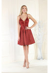 Load image into Gallery viewer, LA Merchandise LA1959 V-Neck Embroidered Short Homecoming Dress - BURGUNDY - LA Merchandise