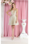 Load image into Gallery viewer, LA Merchandise LA1959 V-Neck Embroidered Short Homecoming Dress - GOLD - LA Merchandise