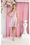 Load image into Gallery viewer, LA Merchandise LA1959 V-Neck Embroidered Short Homecoming Dress - PINK - LA Merchandise