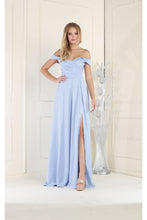 Load image into Gallery viewer, LA Merchandise LA1960 A-Line Corset Off The Shoulder Maxi Formal Prom Dress - DUSTY BLUE - LA Merchandise