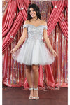 Load image into Gallery viewer, LA Merchandise LA1966 Corset Off Shoulder Fit and Flare Short Dress - Silver - LA Merchandise