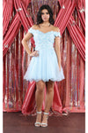 Load image into Gallery viewer, LA Merchandise LA1966 Corset Off Shoulder Fit and Flare Short Dress - Baby Blue - LA Merchandise