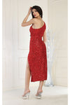 Load image into Gallery viewer, LA Merchandise LA1967 Wholesale High Slit Tea Length Sequined Dress - - LA Merchandise