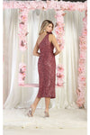 Load image into Gallery viewer, LA Merchandise LA1967 Wholesale High Slit Tea Length Sequined Dress - - LA Merchandise