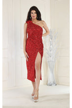 Load image into Gallery viewer, LA Merchandise LA1967 High Slit Tea Length Dress - RED - LA Merchandise