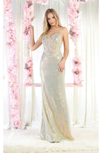 Load image into Gallery viewer, LA Merchandise LA1970 Sleeveless Shiny Glitter Formal Prom Gown - CHAMPAGNE - Dress LA Merchandise