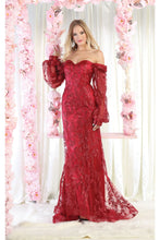 Load image into Gallery viewer, LA Merchandise LA1973 Mermaid Bishop Sleeve Evening Gown - BURGUNDY - LA Merchandise