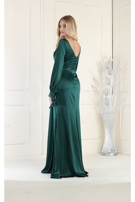 LA Merchandise LA1974 Simple Long Sleeve Satin Bridesmaids Gowns - - LA Merchandise