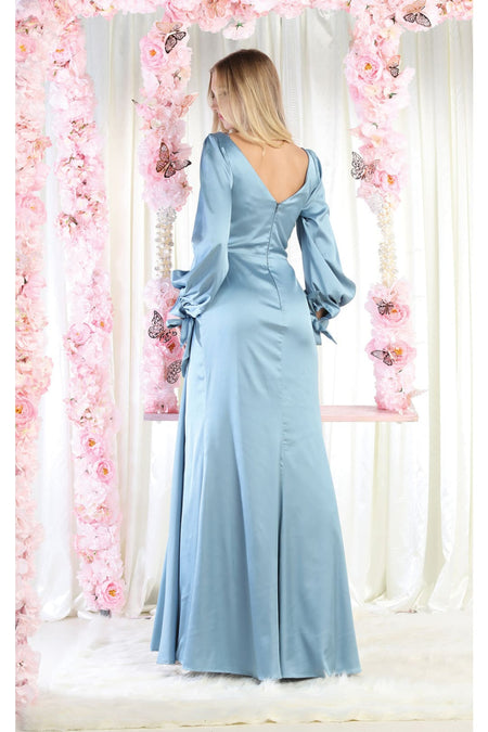 LA Merchandise LA1974 Simple Long Sleeve Satin Bridesmaids Gowns - - LA Merchandise