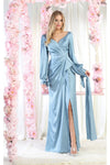 Load image into Gallery viewer, LA Merchandise LA1974 Simple Long Sleeve Satin Bridesmaids Gowns - DUSTY BLUE - LA Merchandise