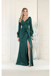 Load image into Gallery viewer, LA Merchandise LA1974 Simple Long Sleeve Satin Bridesmaids Gowns - HUNTER GREEN - LA Merchandise