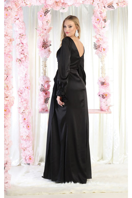 LA Merchandise LA1974 Simple Long Sleeve Satin Bridesmaids Gowns - - LA Merchandise