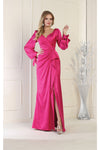 Load image into Gallery viewer, LA Merchandise LA1974 Simple Long Sleeve Satin Bridesmaids Gowns - MAGENTA - LA Merchandise