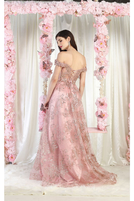 LA Merchandise LA1975 Glitter Corset Bone Formal A-line Gown - - LA Merchandise