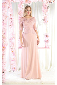 LA Merchandise LA1979 Rhinestones Chiffon Mother Of The Bride Gown - DUSTY ROSE - LA Merchandise