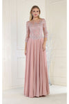 Load image into Gallery viewer, LA Merchandise LA1980 3/4 Sleeves Embellishment Formal Gown - DUSTY ROSE - LA Merchandise