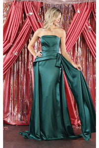 LA Merchandise LA1983 Strapless Ruched Sheath Formal Dress - HUNTER GREEN - LA Merchandise