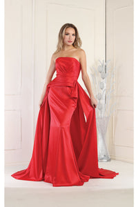 LA Merchandise LA1983 Strapless Ruched Sheath Formal Dress - RED - LA Merchandise