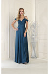 Load image into Gallery viewer, LA Merchandise LA1988 V-Neck Cold Shoulder Ruched A-Line Bridesmaid Gown - TEAL BLUE - Dress LA Merchandise