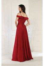 Load image into Gallery viewer, LA Merchandise LA1988 V-Neck Cold Shoulder Ruched A-Line Bridesmaid Gown - - Dress LA Merchandise