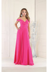 Load image into Gallery viewer, LA Merchandise LA1988 V-Neck Cold Shoulder Ruched A-Line Bridesmaid Gown - FUCHSIA - Dress LA Merchandise