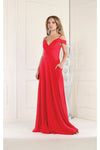 Load image into Gallery viewer, LA Merchandise LA1988 V-Neck Cold Shoulder Ruched A-Line Bridesmaid Gown - RED - Dress LA Merchandise