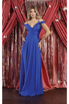 Load image into Gallery viewer, LA Merchandise LA1988 V-Neck Cold Shoulder Ruched A-Line Bridesmaid Gown - ROYAL BLUE - Dress LA Merchandise