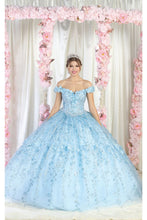 Load image into Gallery viewer, LA Merchandise LA198 Light Up Floral Applique Sweet 16 Ball Gown - BABY BLUE - LA Merchandise