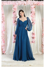 Load image into Gallery viewer, LA Merchandise LA1990 Long Sleeve Formal Evening Gown - TEAL BLUE - LA Merchandise