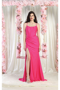 LA Merchandise LA1991 Spaghetti Straps Bridesmaids Dress - FUCHSIA - Dress LA Merchandise