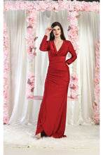 Load image into Gallery viewer, LA Merchandise LA1993 Long Sleeve Stretchy Jersey Dress - BURGUNDY - LA Merchandise
